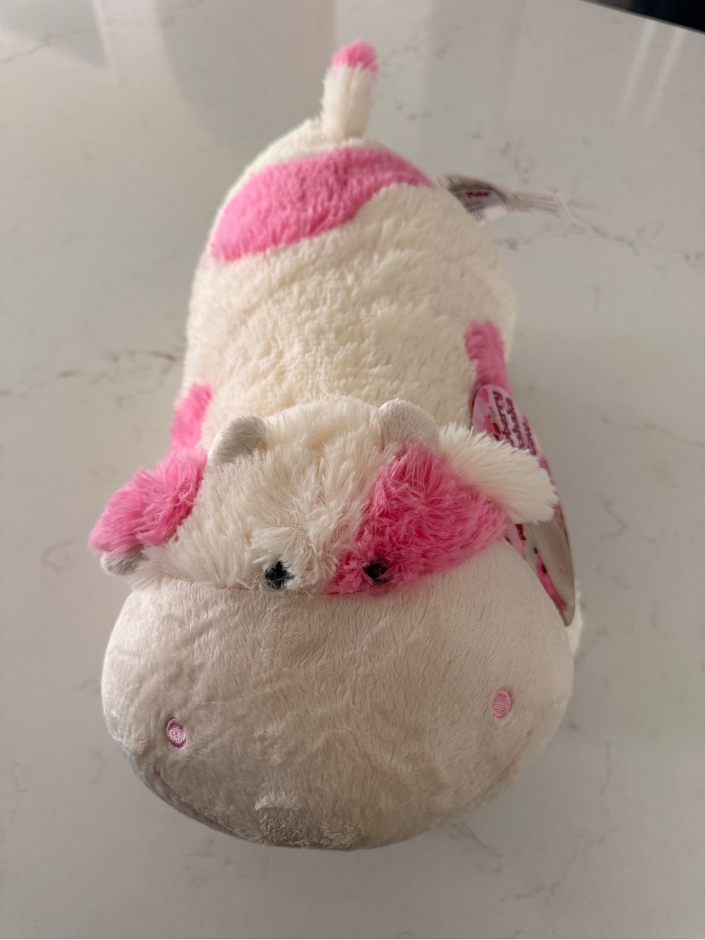 Plush Cream Cow Pillow with Pink Spots - Strawberry-Themed Cuddle Buddy - Picture 5 of 5
